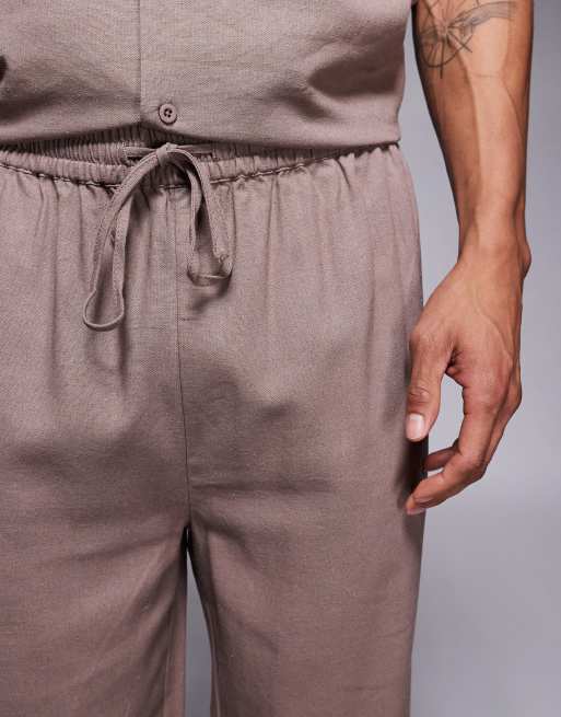 South Beach - Pantaloni da mare color pietra con coulisse in coordinato, 5 di 5