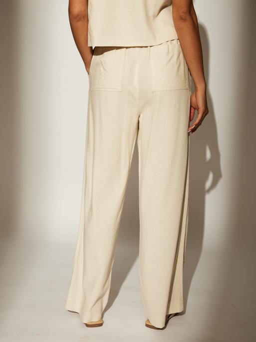 South Beach - Pantaloni da spiaggia sartoriali in misto lino beige, 4 di 4