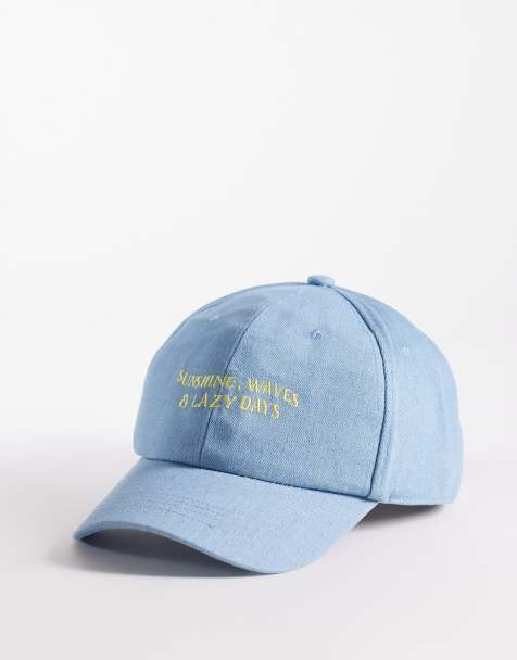 South Beach - Pet met 'Lazy Days' slogan in blauw met acid wash - view 1