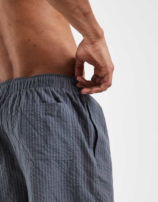 South Beach - Petroleumsblå shorts i seersucker-stof, 5 af 5