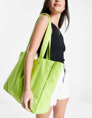 plain terrycloth beach tote bag in bright green