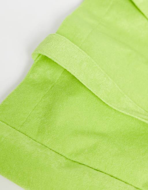 South Beach plain terrycloth beach tote bag in bright green, 2 of 4