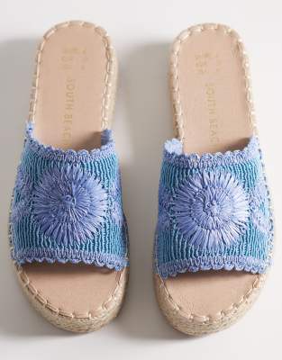 South Beach Platform Sandals In Blue
