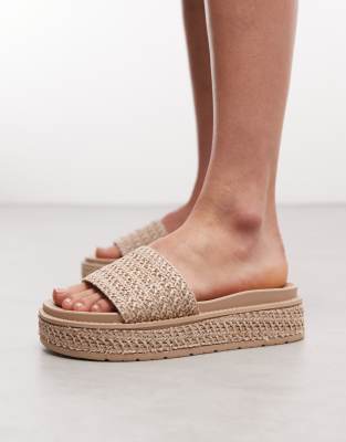 South Beach Platform Sandals In Neutral