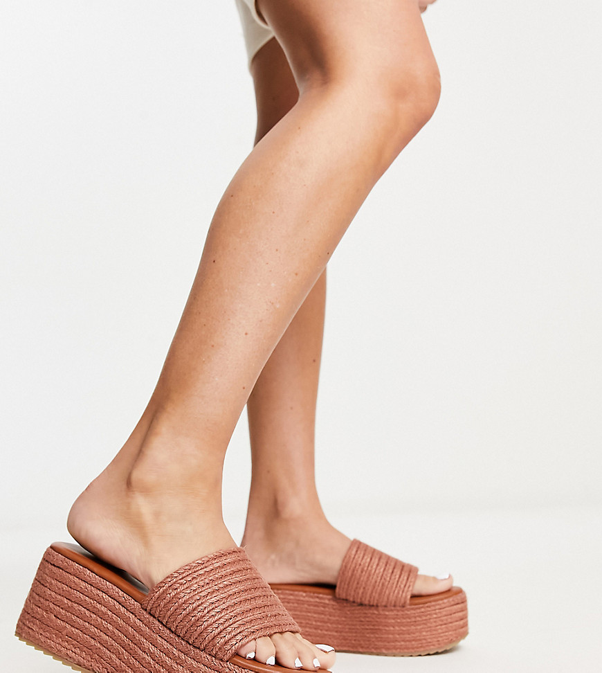 South Beach platform wedge espadrille sandal in tan-Brown