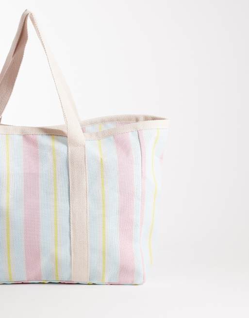 South Beach – Plażowa torba typu tote w pastelowe paski, 3 z 4