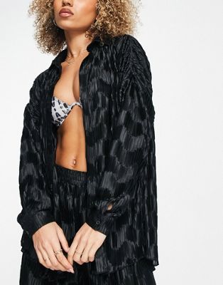 South Beach pleated shirt in black - ASOS Price Checker