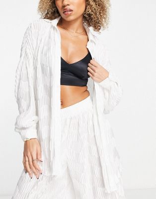 South Beach pleated shirt in white - ASOS Price Checker