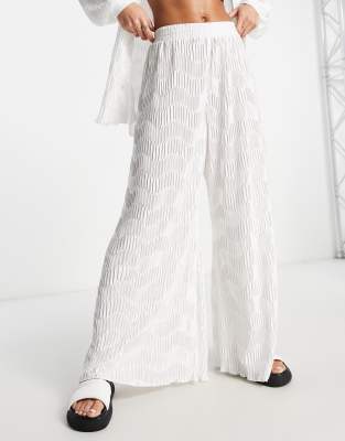 South Beach South Beach pleated wide leg trouser in white