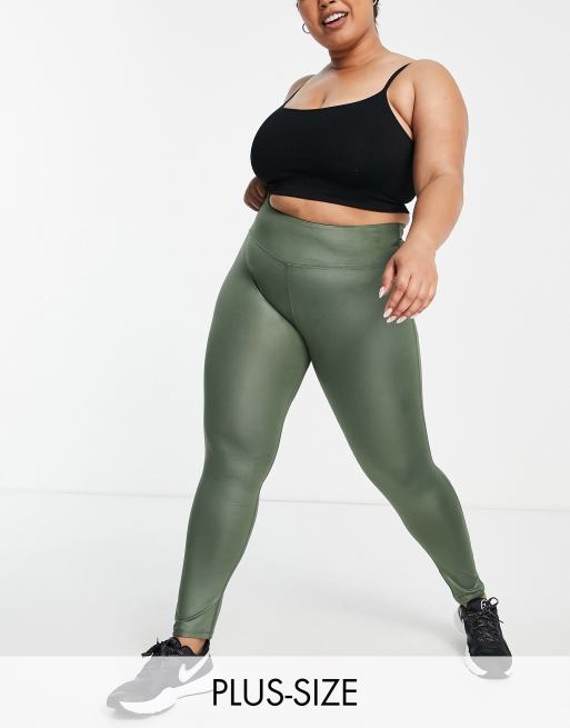 South Beach Plus – Ciemnozielone legginsy o wysokim połysku