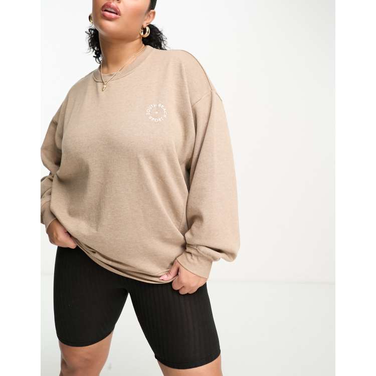 South Beach Plus crew neck sweat in brown marl | ASOS