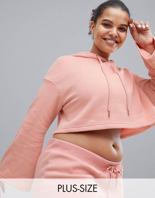 South Beach Plus - Combi-set van crop hoodie met klokmouwen en joggingbroek, 2 van 3