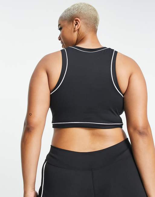 South Beach Plus - Cropped hemdje van polyester met racer hals en contrasterende biezen in zwart , 2 van 4