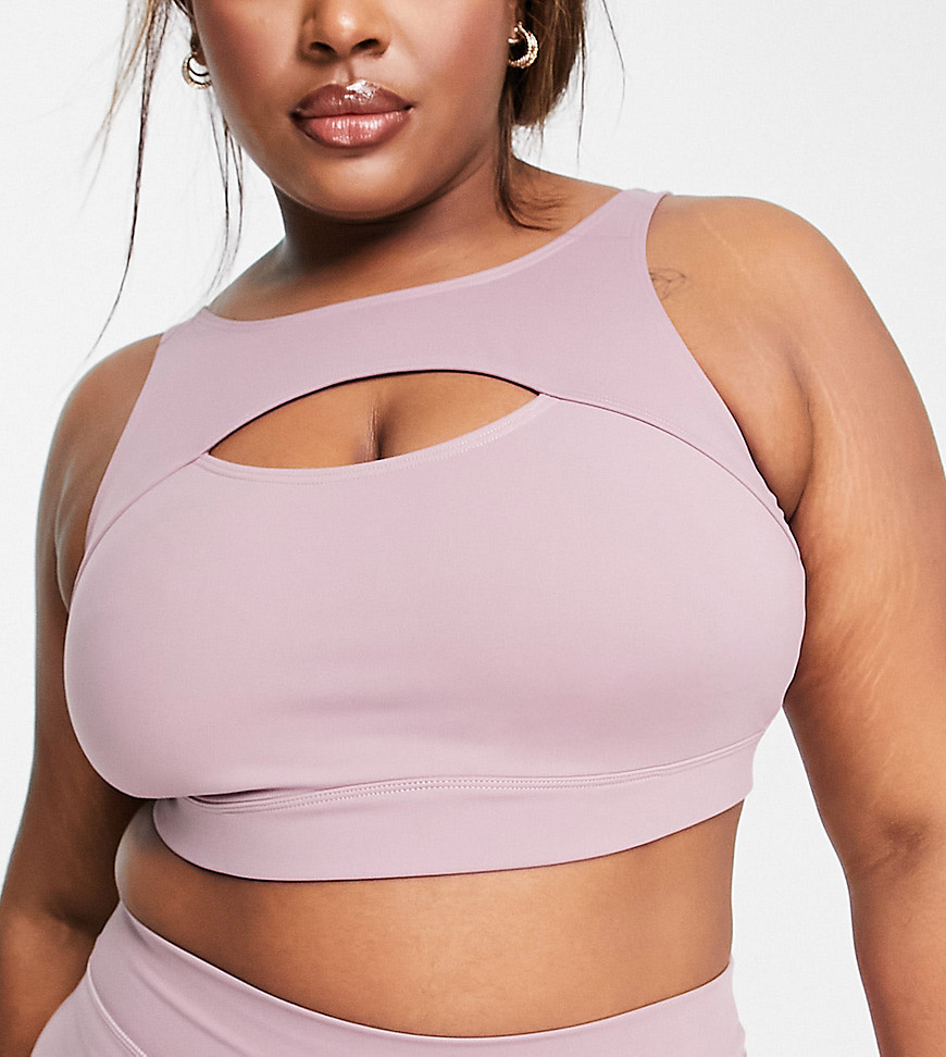 South Beach Plus cut out light support sports bra in violet-Purple