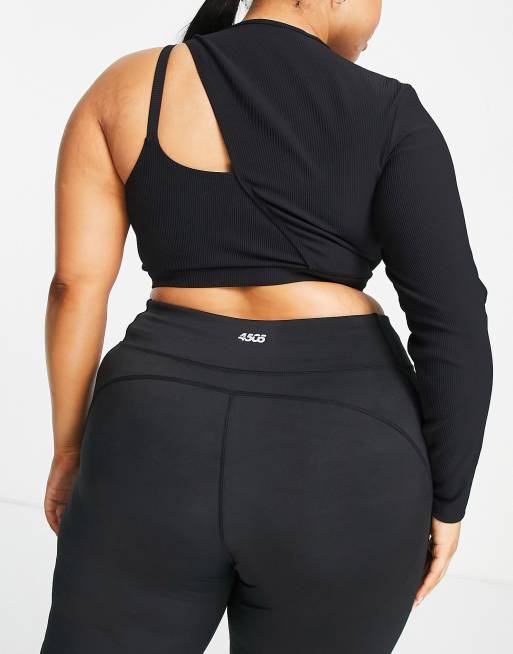 South Beach Plus cut out one shoulder long sleeve top in black , 4 of 4