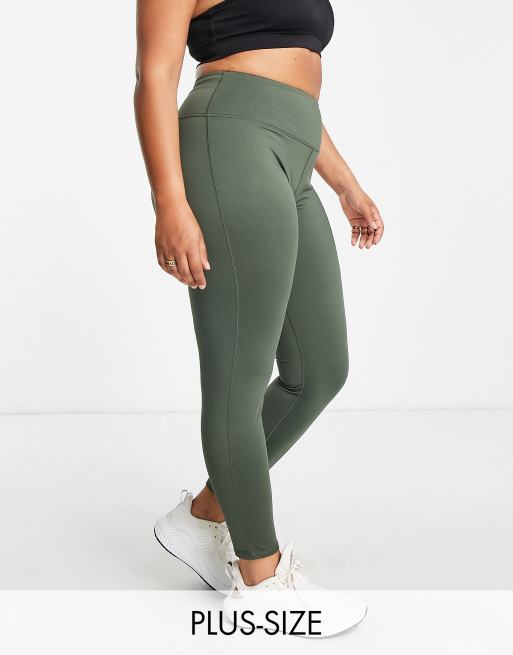 South Beach Plus high waisted fleece back leggings in olive