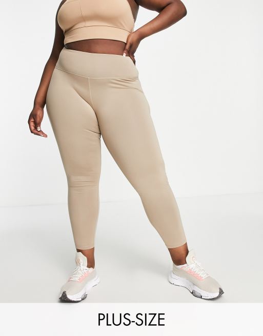South Beach Plus – Leggings in Stein mit hohem Bund und Fleece-Innenseite 