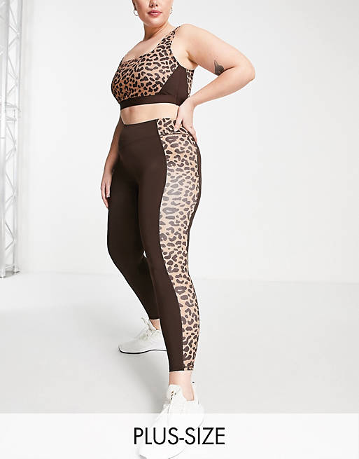 South Beach Plus leopard print panelled leggings