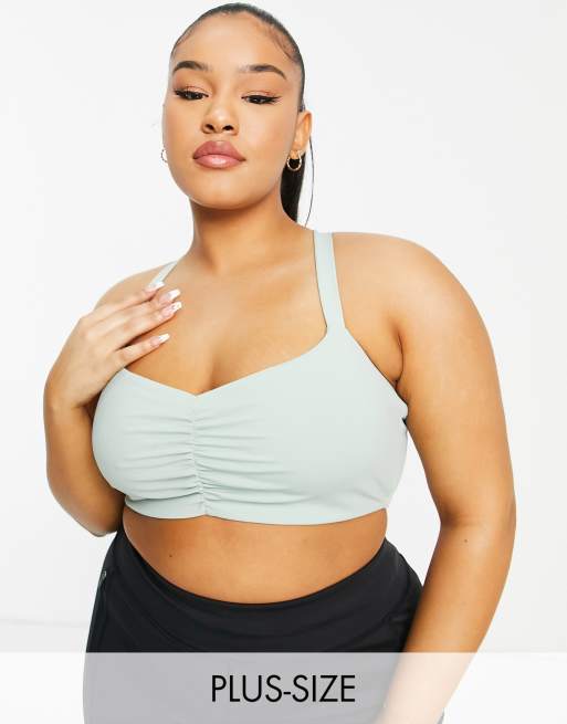 South Beach Plus light support ruched sports bra in frosty green 