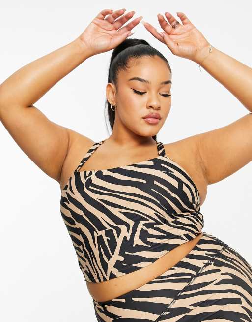 South Beach Plus - Longline-sports-BH med let støtte og stropper i zebraprint , 4 af 4