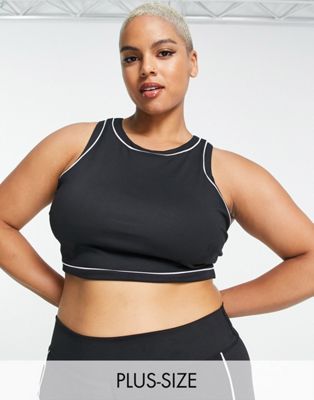 South Beach Plus polyester crop racer front vest in black with contrast binding  - ASOS Price Checker