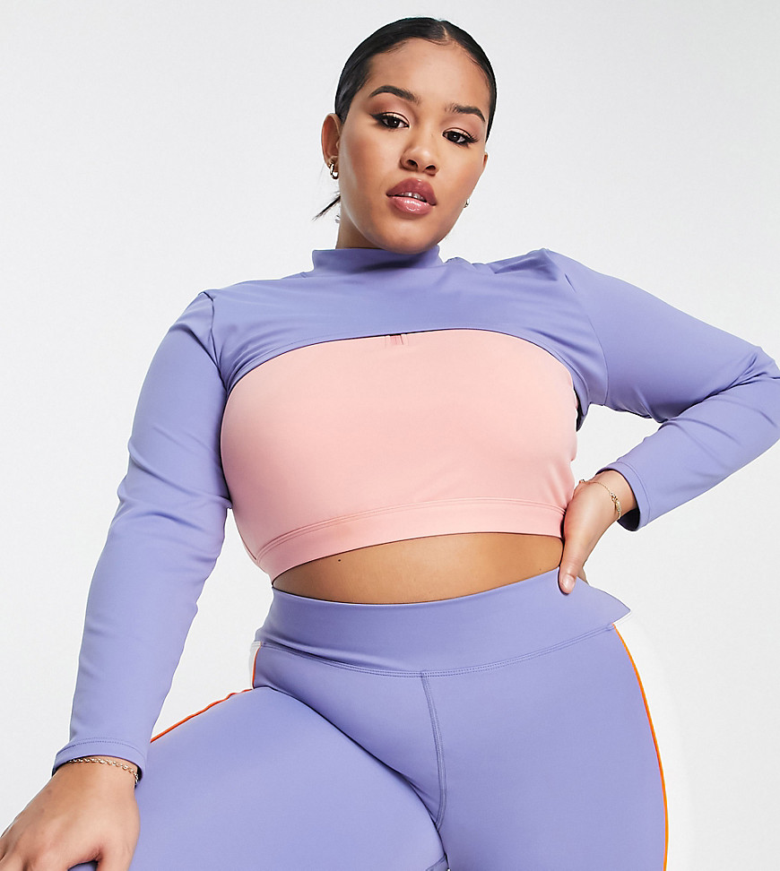 Plus-size shrug by South Beach Exclusive to ASOS High neck Long sleeves Super-cropped length Slim fit