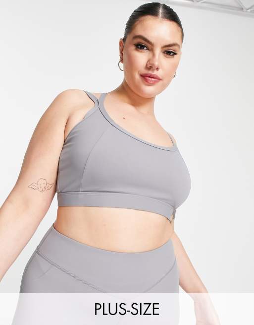 South Beach Plus - Reggiseno sportivo con fascette sottili e sostegno leggero grigio ardesia