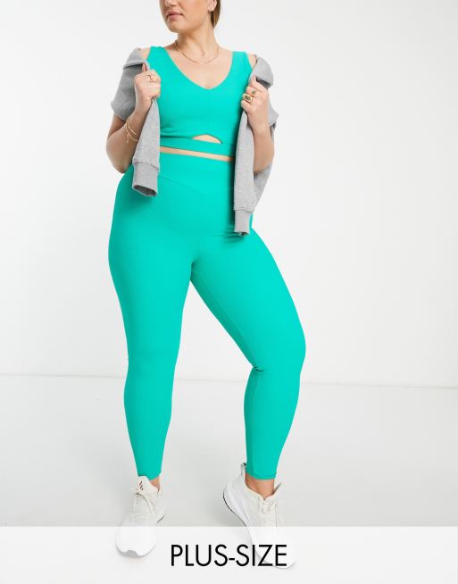 South Beach Plus rib high waisted leggings in bright green