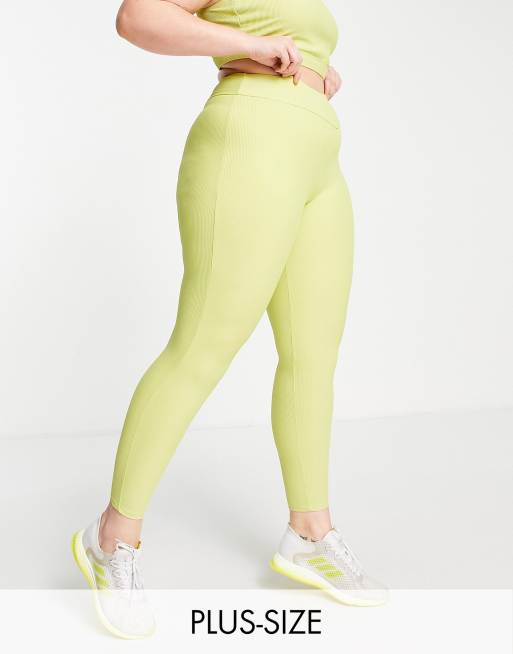 Plus Green Rib High Waisted Leggings