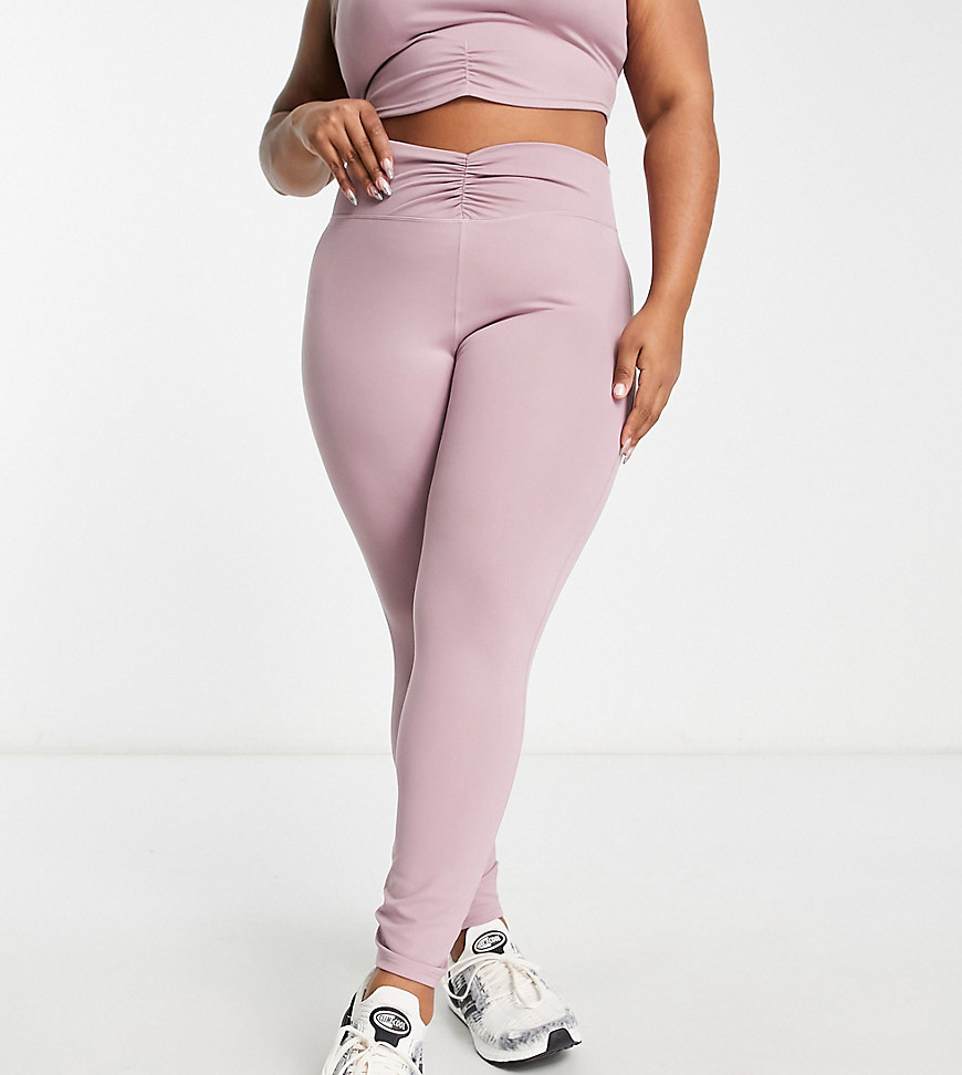 South Beach Plus ruched waistband leggings in violet-Purple