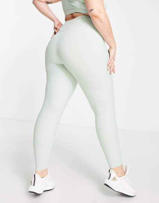 South Beach Plus - Salviegrønne højtaljede leggings i ribstrik, 2 af 4