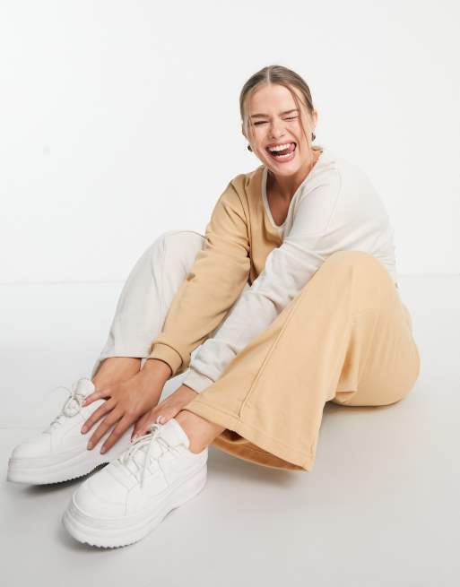 South Beach Plus spliced crop boxy sweatshirt in sand , 4 of 4