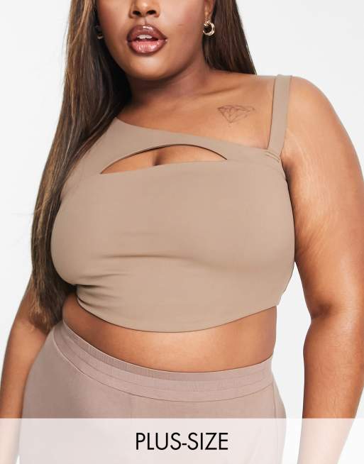 South Beach Plus – Sport-BH in Taupe mit Zierausschnitt