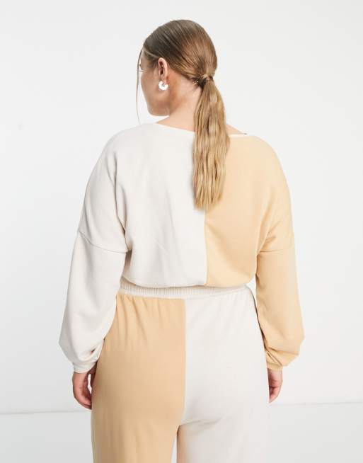 South Beach Plus - Sweat court coupe carrée à empiècements - Sable , 2 de 4