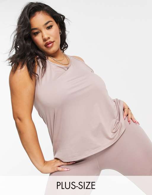 South Beach - Plus - Tanktop met gekruiste bandjes op de rug in oudroze