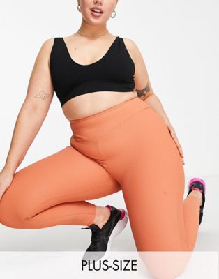 South Beach Plus washed rib high waisted leggings in copper
