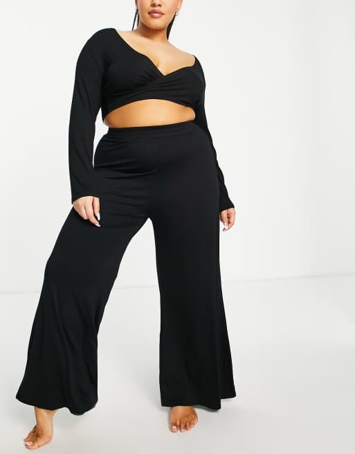 South Beach Plus wide leg yoga pants in black