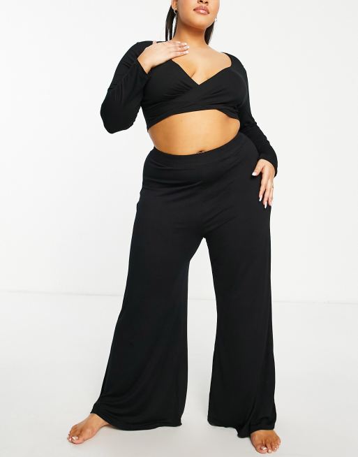 South Beach wide leg yoga pants in black