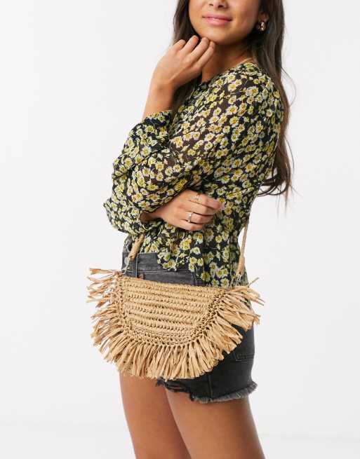 Pochette demi lune paille store