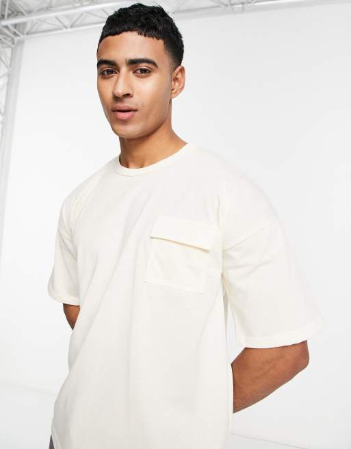 South Beach pocket tshirt in cream ASOS