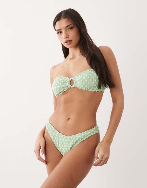 South Beach polka dot high leg bikini bottoms in seafoam green - view 1