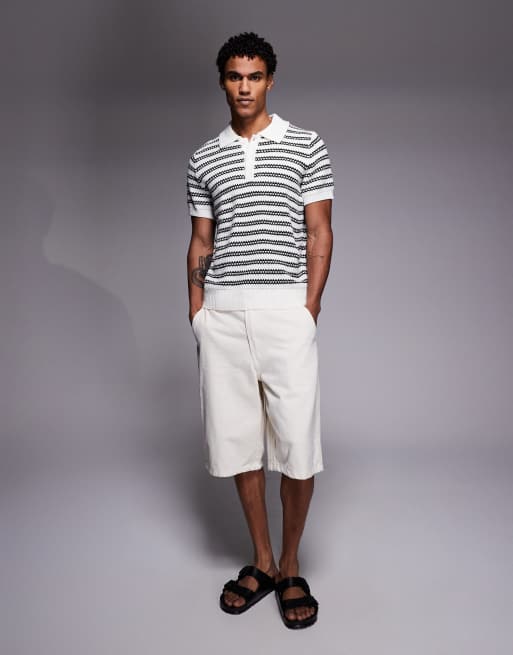 South Beach - Polo in maglia a righe nere, 2 di 5