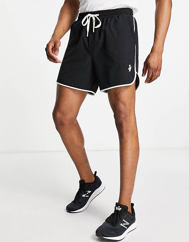 South Beach - polyamide contrast edge runner shorts in black