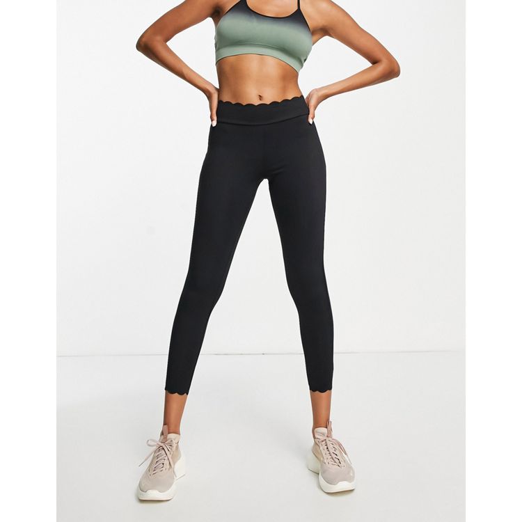 South Beach polyester scallop edge leggings in black