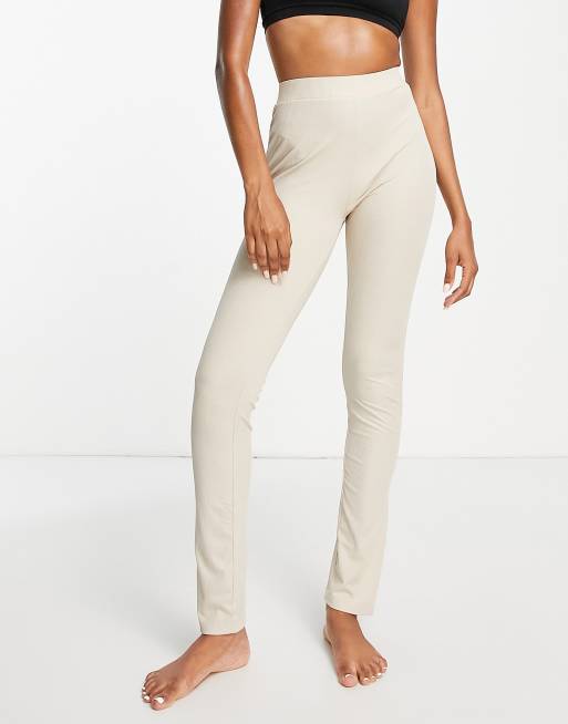 South Beach soft rib leggings in stone