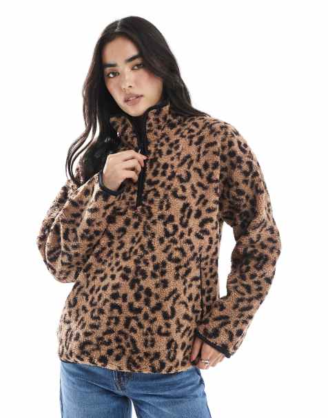 South Beach printed borg 1/4 length jacket in leopard