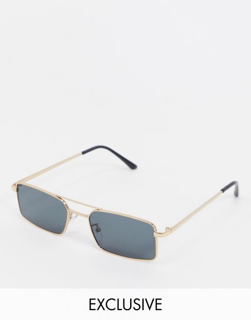 South Beach – Prostokątne okulary przeciwsłoneczne w oprawkach złotego koloru z cieniowanymi szkłami – tylko w ASOS