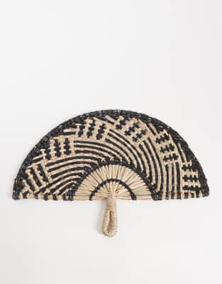 South Beach raffia fan in neutral and black | ASOS