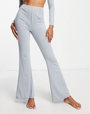 South Beach polyester flared trouser in blue