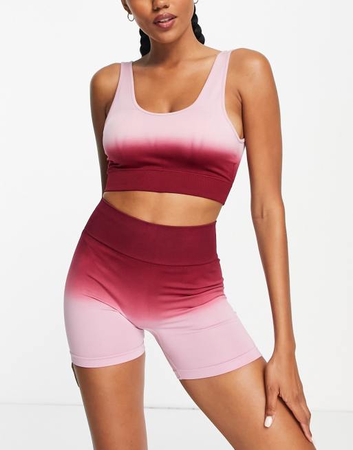 South Beach - Reggiseno sportivo taglio lungo rosa sfumato senza cuciture